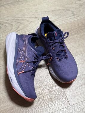 ASICS Purple Running Sneakers with Coral Highlights